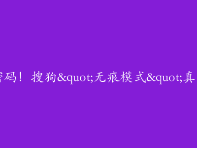 小心输入法偷录你的密码！搜狗"无痕模式"真的安全吗？技术流拆解